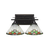 Uptowne 2 Light Art Glass Vanity Light 14.5 Inch Length by Toltec - 132--75-145