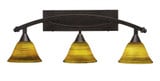 Bow 3 Light Steel Vanity Light 28.75 Inch Length by Toltec - 173-95-1075-2875