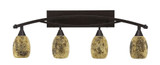 Bow 4 Light Fusion Glass Vanity Light 37.75 Inch Length by Toltec - 174--135-3775