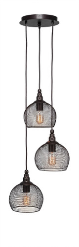 Plexus 3 Light Medium Pendant 14.75 Inch Wide by Toltec - 1816-1475-1025-