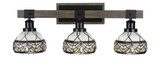 Tacoma 3 Light Down Glass Vanity Light 27.25 Inch Length by Toltec - 1843--975-2725