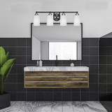 Paramount 4 Light Matrix Glass Vanity Light 29 Inch Length by Toltec - 3424-BN-4061