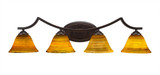Zilo 4 Light Steel Glass Vanity Light 32.5 Inch Length by Toltec - 554--8-325