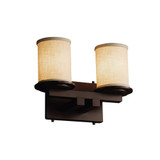 Textile Dakota 2 Light Cylinder Whte Vanity Light by Justice Design - FAB-8772-10-WHTE