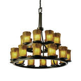 Veneto Luce Dakota 21 Light Large 2 Tier Chandelier by Justice Design - GLA-8767-16-AMBR