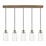 Crown Point 5 Light Cord Hung Linear Pendant 36.88 Inch Wide by Innovations - 125B-5P-G434-7
