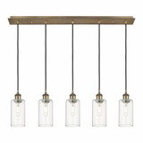 Crown Point 5 Light Cord Hung Linear Pendant 36.88 Inch Wide by Innovations - 125B-5P-G434-7
