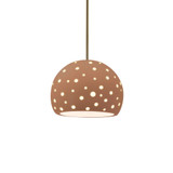 Perforated Globe 1 Light Stem Pendant 6 X 7 Inch Wide by Justice Design - CER-6580-RIGID