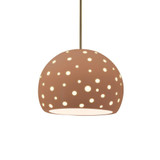 Perforated Globe 1 Light Stem Pendant 12.25 Inch Wide by Justice Design - CER-6585-RIGID