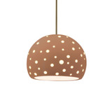 Perforated Globe 1 Light Stem Pendant 12.25 Inch Wide by Justice Design - CER-6585-RIGID