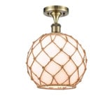 Farmhouse Rope 1 Light 10 Inch Wide Steel Semi Flush Mount by Innovations - 516-1C-G12-10R