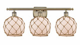 Farmhouse Rope 3 Light Brass Vanity Light 26 Inch Wide by Innovations - 516-3W-G12-8R