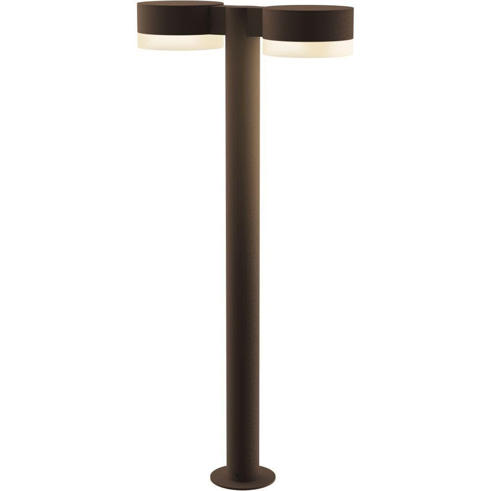 Sazei Court 2 LED Plate Cap and White Cylinder Double Bollard 28 Inch - 181-BEL-1395879