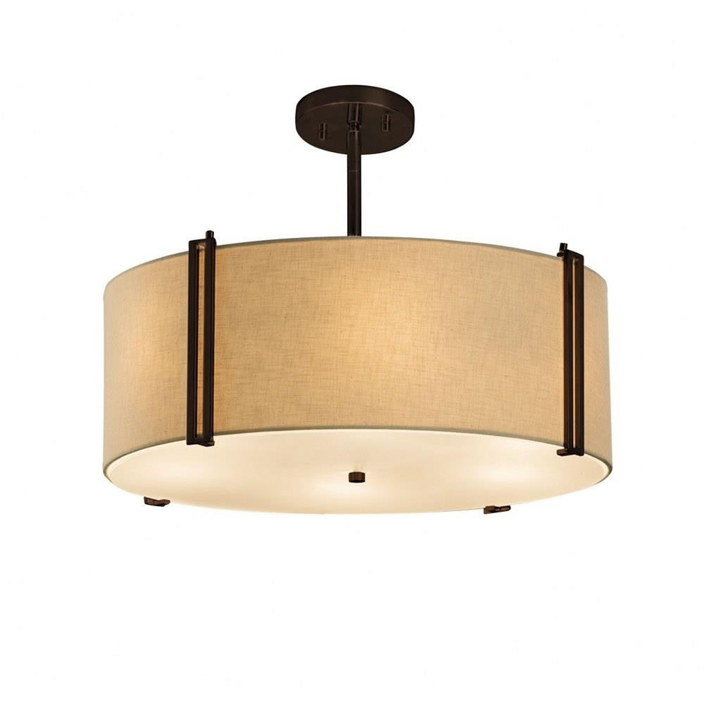 Textile Reveal 3 Light Crem Large Pendant by Justice Design - FAB-9511-CREM