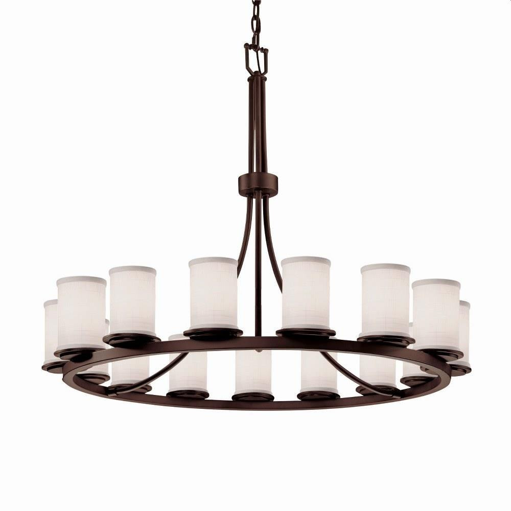 Textile Dakota 15 Light Oversized Chandelier by Justice Design - FAB-8715-10-WHTE