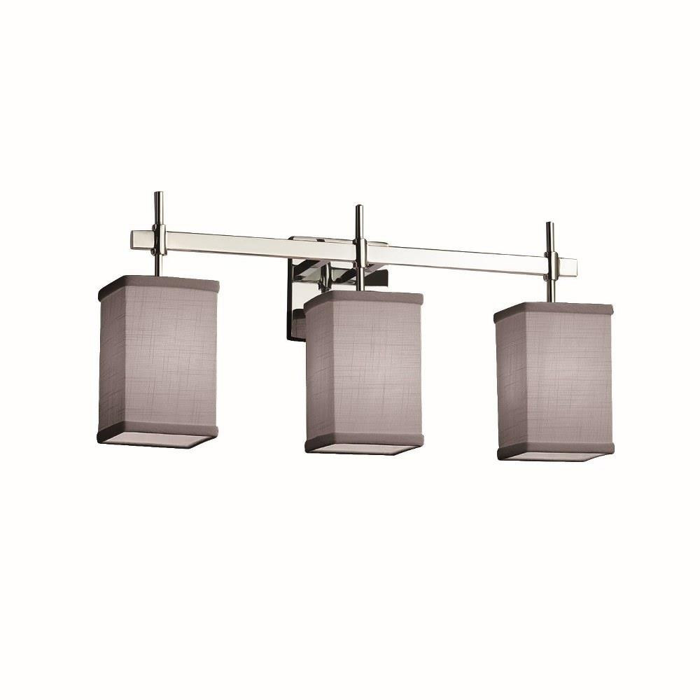 Textile Union 3 Light Square Gray Vanity Light by Justice Design - FAB-8413-15-GRAY