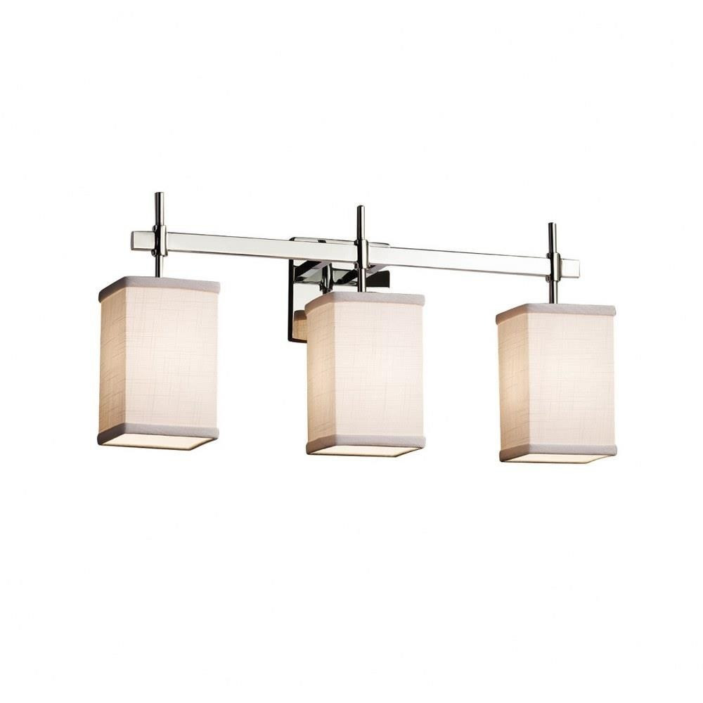Textile Union 3 Light Square Whte Vanity Light by Justice Design - FAB-8413-15-WHTE