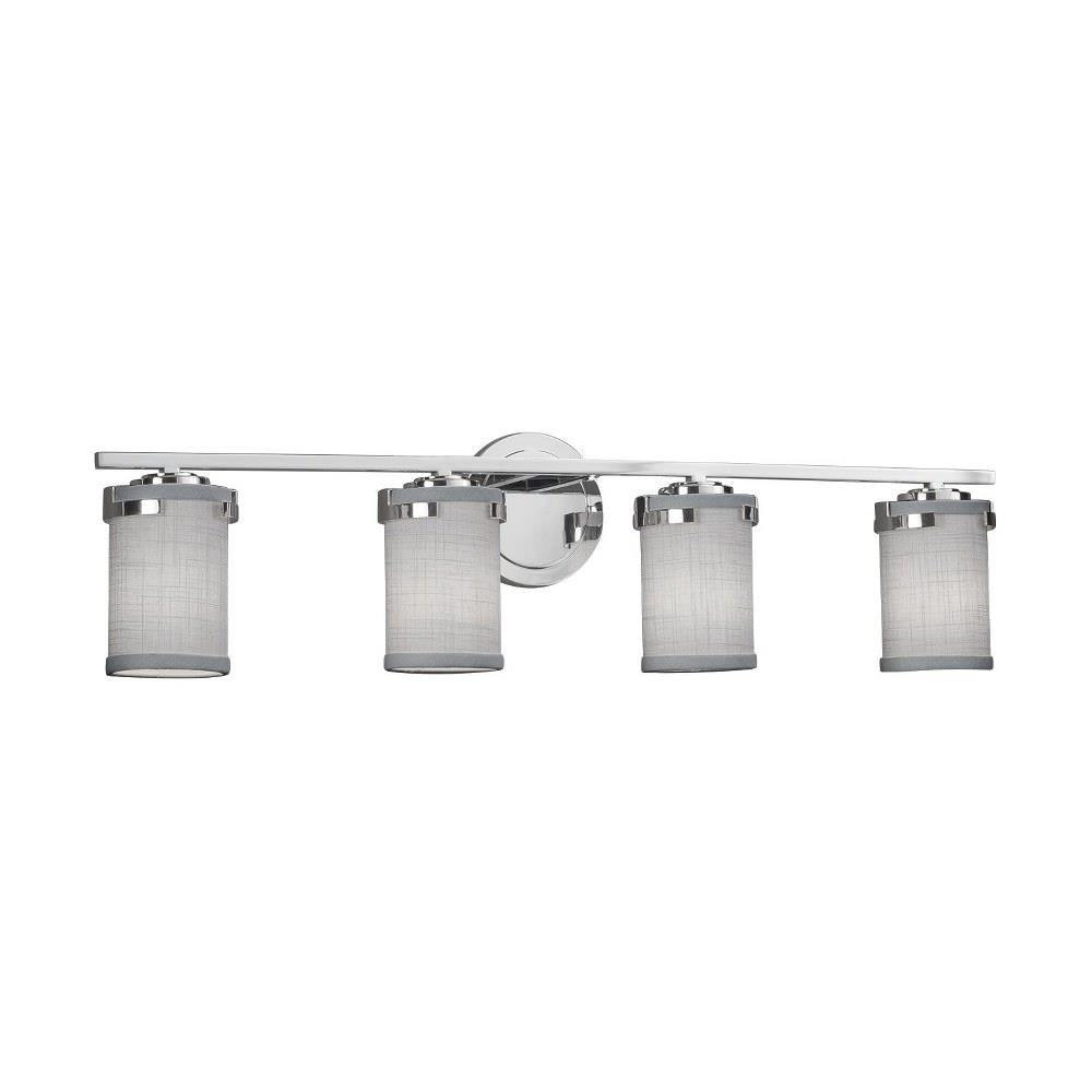 Textile Atlas 4 Light Cylinder Gray Vanity Light by Justice Design - FAB-8454-10-GRAY