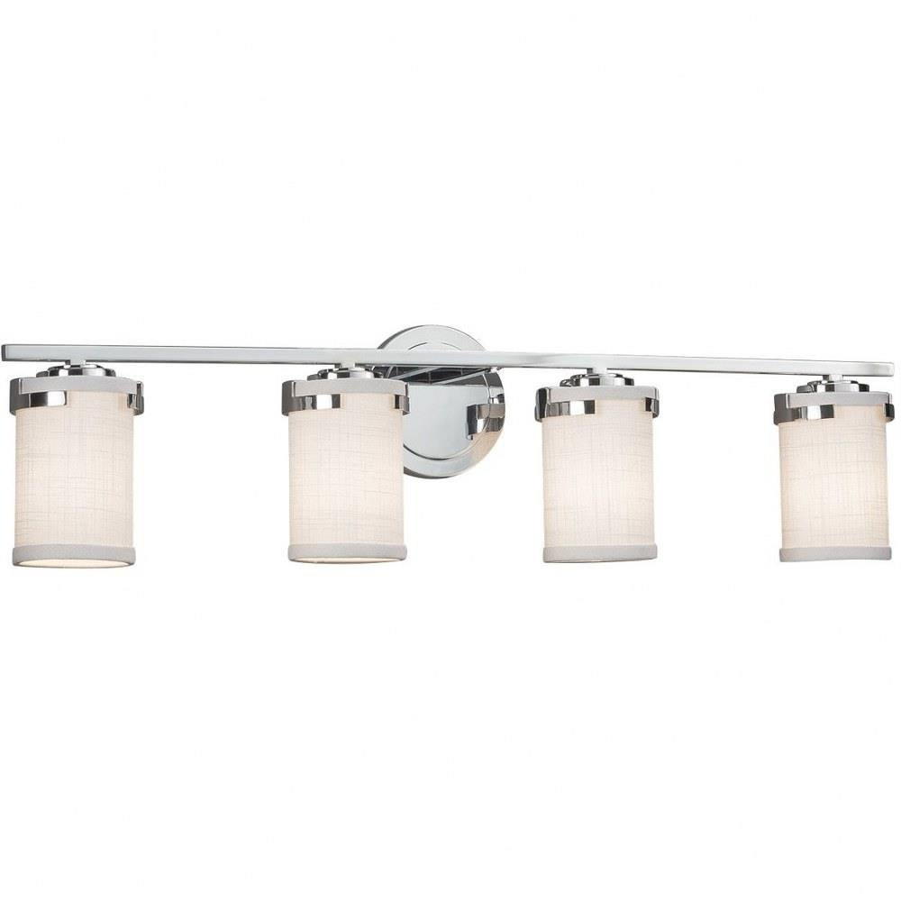 Textile Atlas 4 Light Cylinder Whte Vanity Light by Justice Design - FAB-8454-10-WHTE