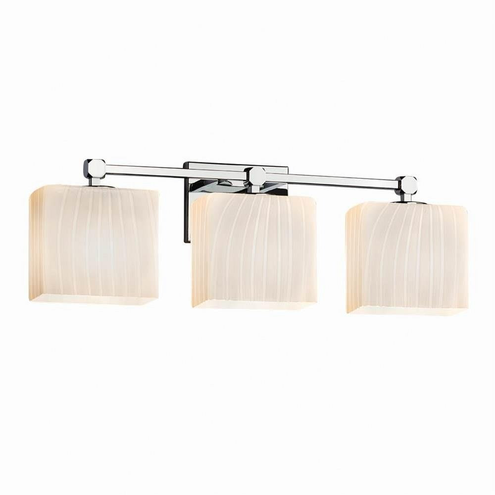 Fusion Tetra 3 Light Rbon Glass Vanity Light by Justice Design - FSN-8423-55-RBON