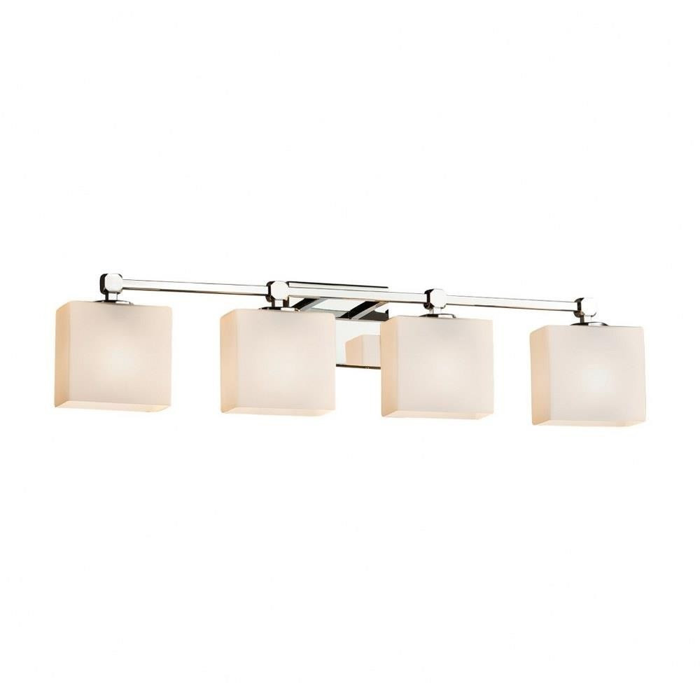 Fusion Tetra 4 Light Rectangle Opal Glass Vanity Light by Justice Design - FSN-8424-55-OPAL