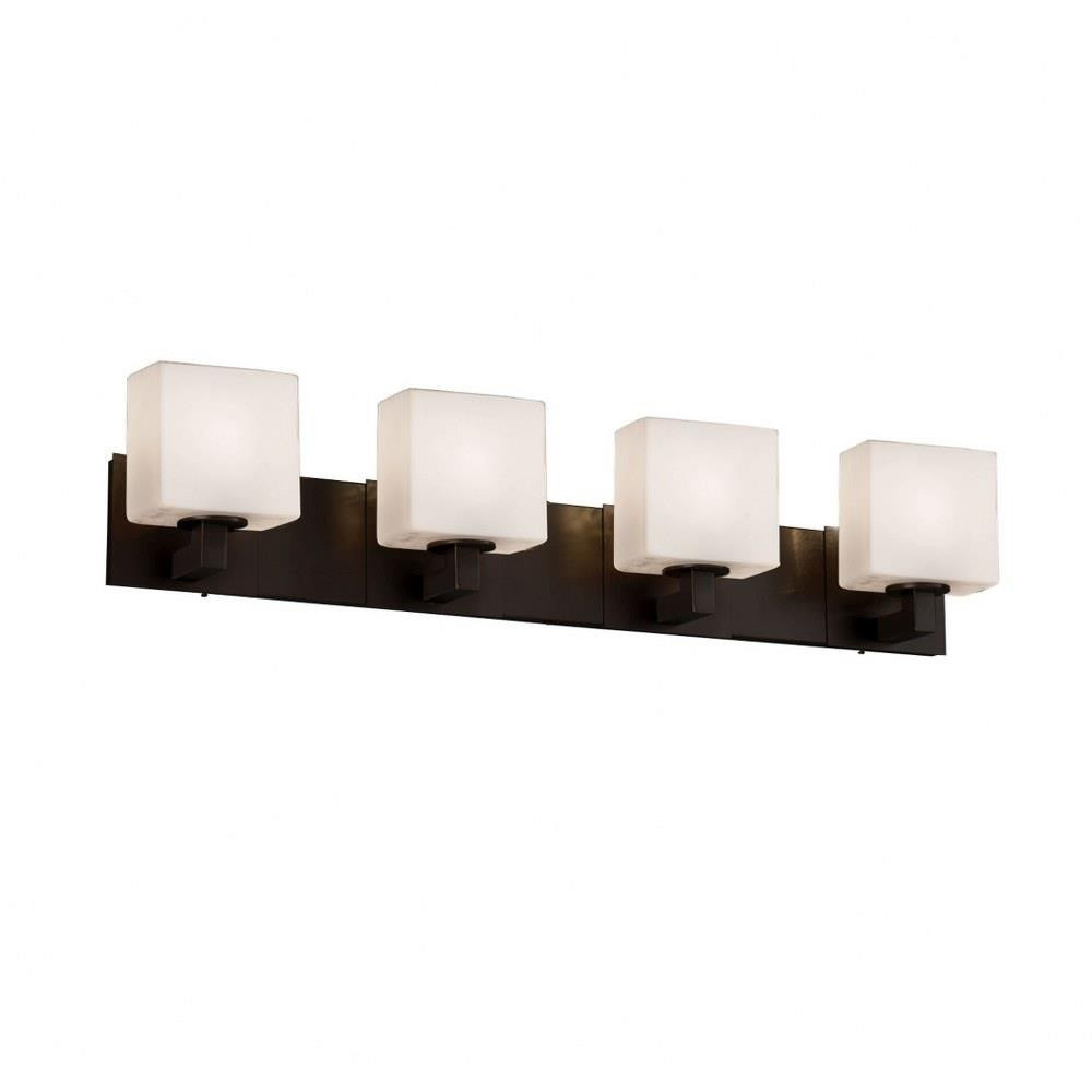 Fusion Modular 4 Light Rectangle Opal Vanity Light by Justice Design - FSN-8924-55-OPAL