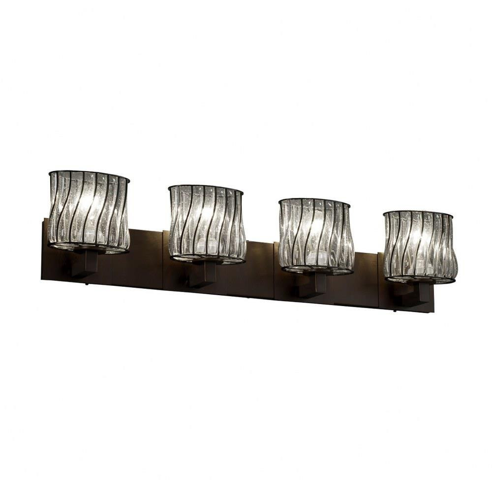 Wire Glass Modular 4 Swirl with Clear Bubble Vanity Light by Justice Design - WGL-8924-30-SWCB