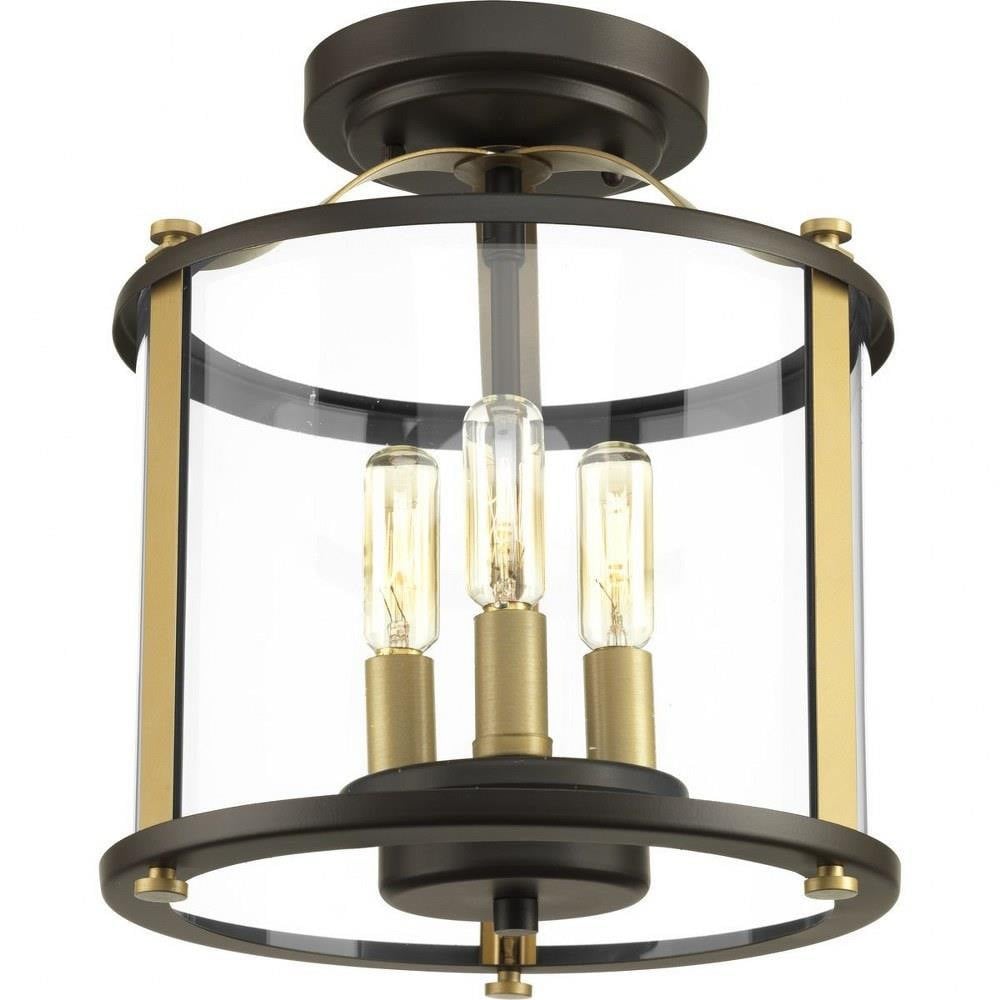 Squire 3 Light 11 Inch Tall Curved Flush Mount by Progress - P550011