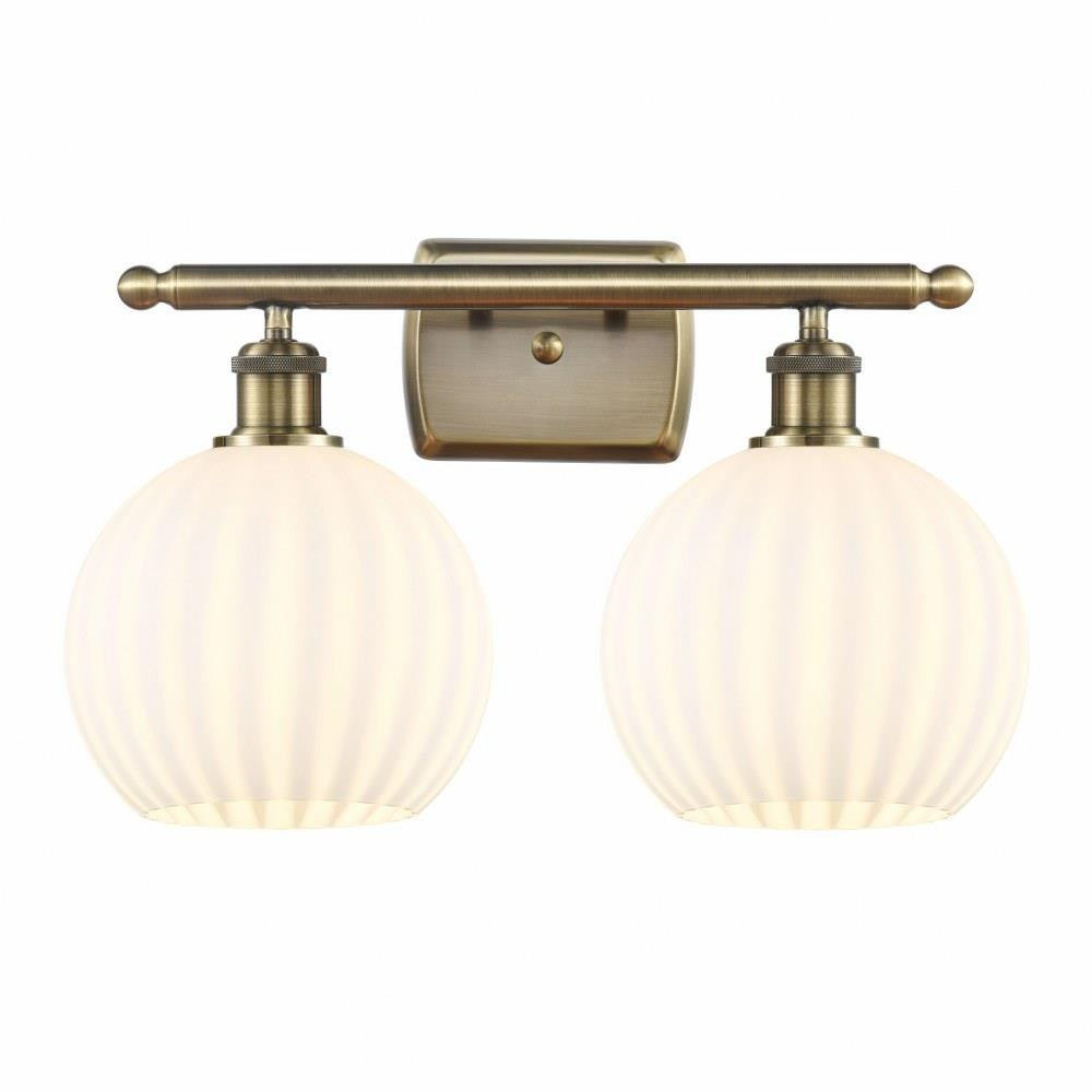 White Venetian 2 Light Vanity Light 18 Inch Wide by Innovations - 516-2W-G1217-8