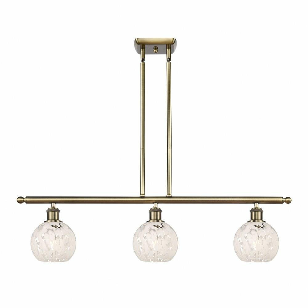 White Mouchette 3 Brass Stem Hung Oversized Island Pendant by Innovations - 516-3I-G1216-6