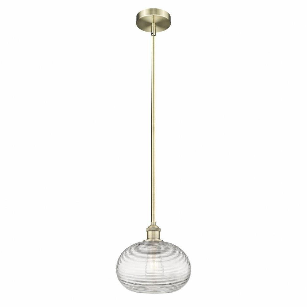Ithaca 1 Light Stem Hung Small Pendant 10 Inch Length by Innovations - 616-1S-G555-10