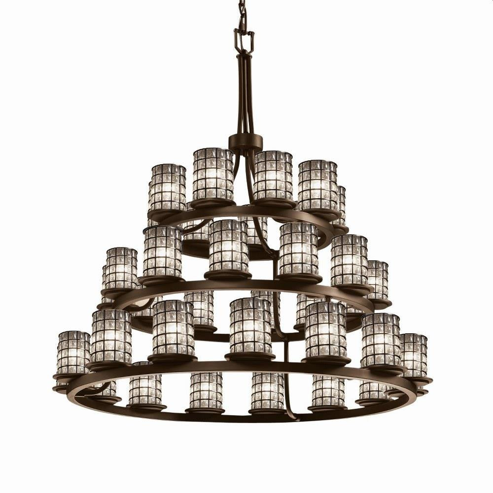 Wire Glass Dakota 36 Light Oversized 3 Tier Chandelier by Justice Design - WGL-8712-10-GRCB