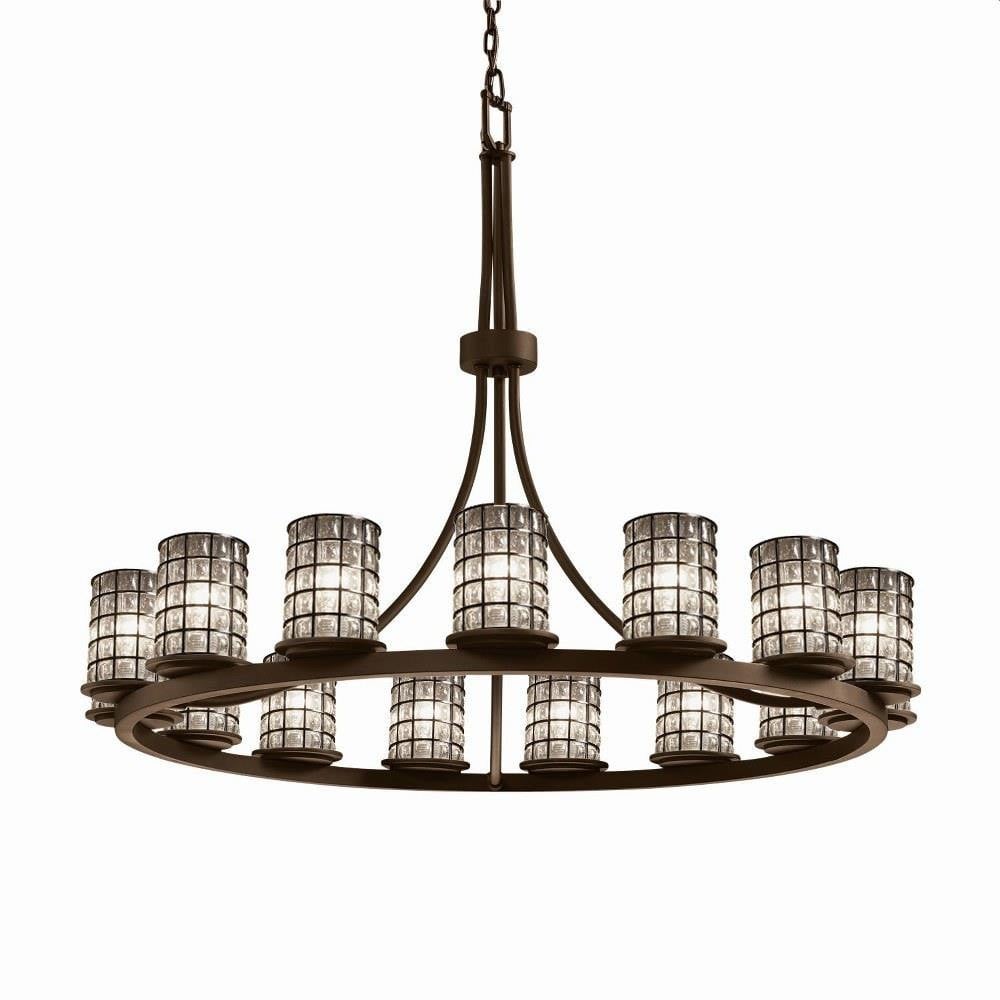 Wire Glass Dakota 15 Light Oversized Chandelier by Justice Design - WGL-8715-10-GRCB