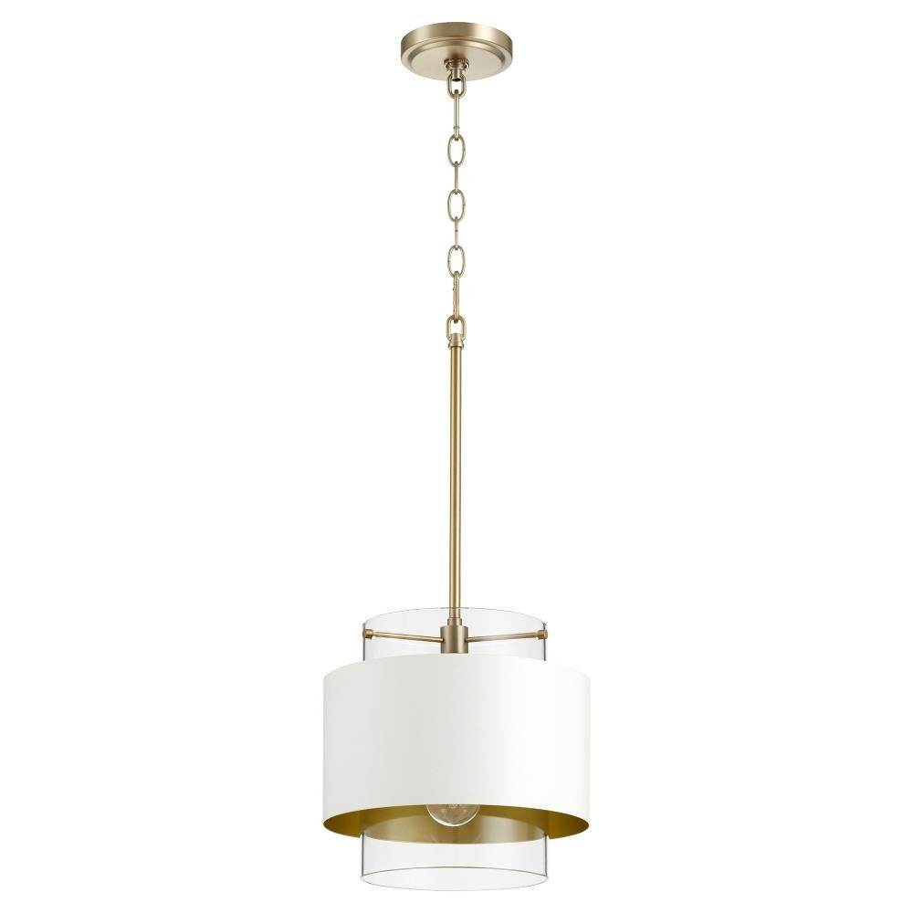 1 Light Contemporary Small Drum Pendant 10.75 Inch Tall by Quorum - 8012