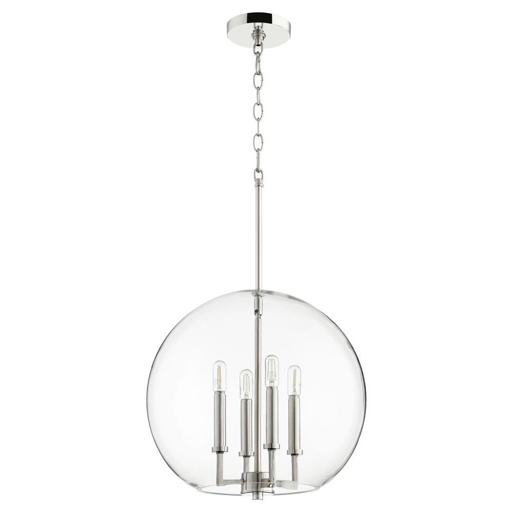 4 Light Large Globe Pendant 18.25 Inch Tall by Quorum - 873-4