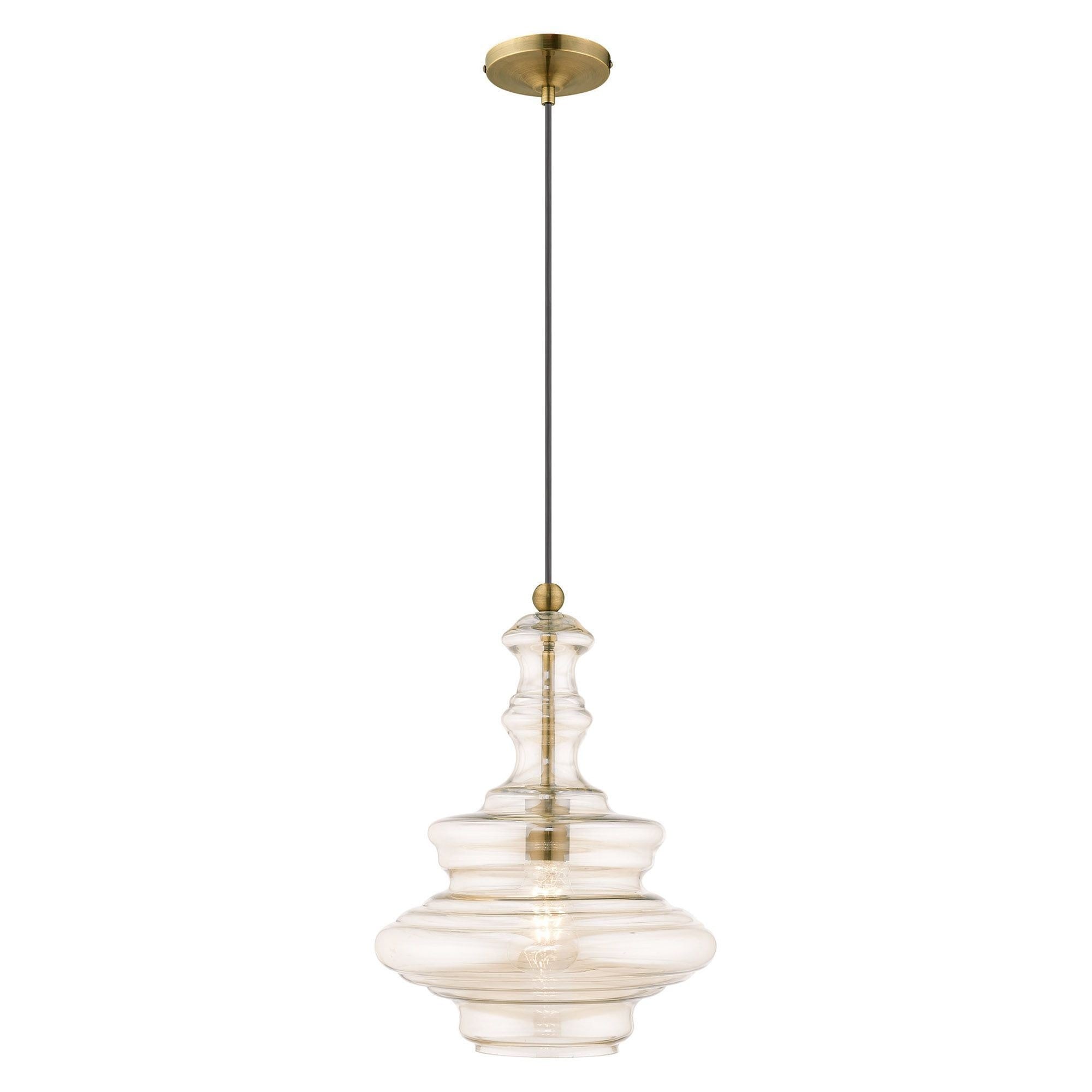 Art Glass 1 Light Medium Pendant 18.5 Inch Tall by Livex - 41224