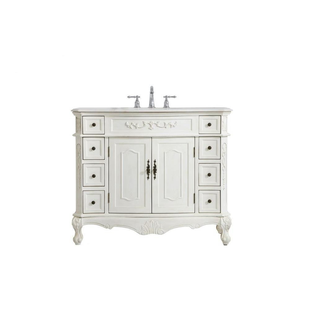 Danville 42 Inch 8 Drawer Single Bathroom Vanity Sink Set by Elegant Decor - VF10142