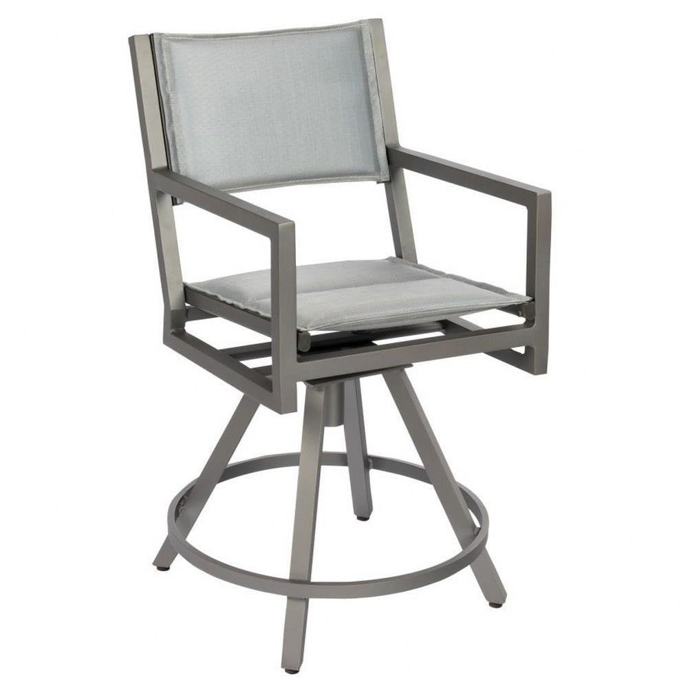 Palm Coast 41 Inch Padded Sling Swivel Counter Stool with Arms by Woodard - 570569