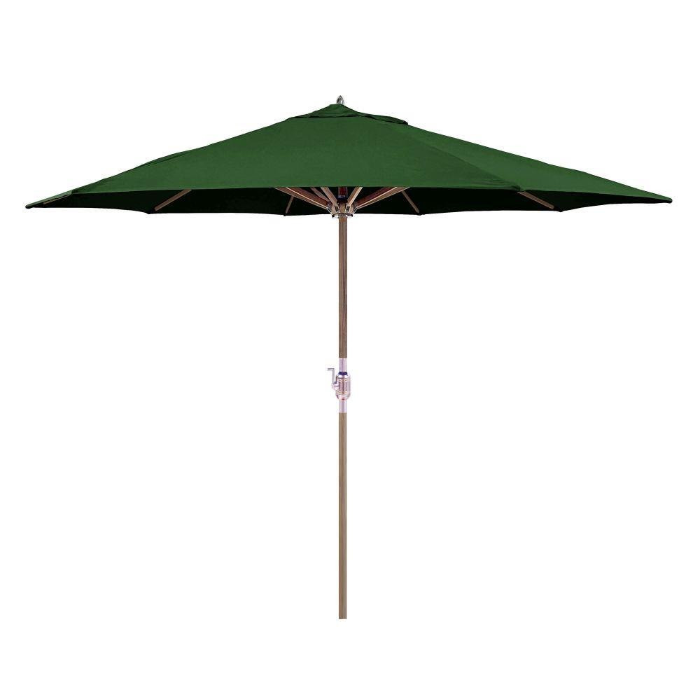 11 Foot Teak Wood Crank Lift Octagon Market Umbrella by Galtech - 587-O
