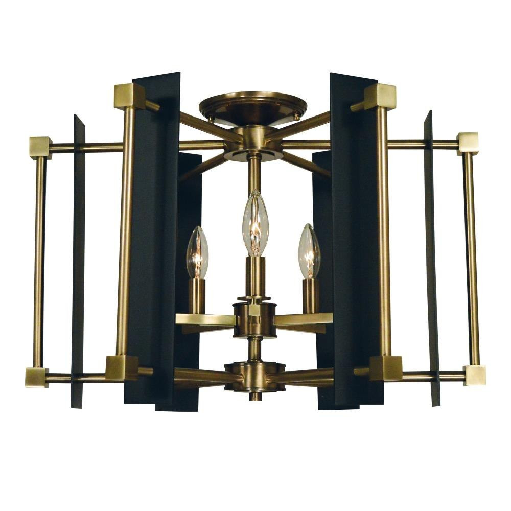 Louvre 5 Light 22 Inch Wide Semi Flush Mount by Framburg - 4803 AB/MBLACK