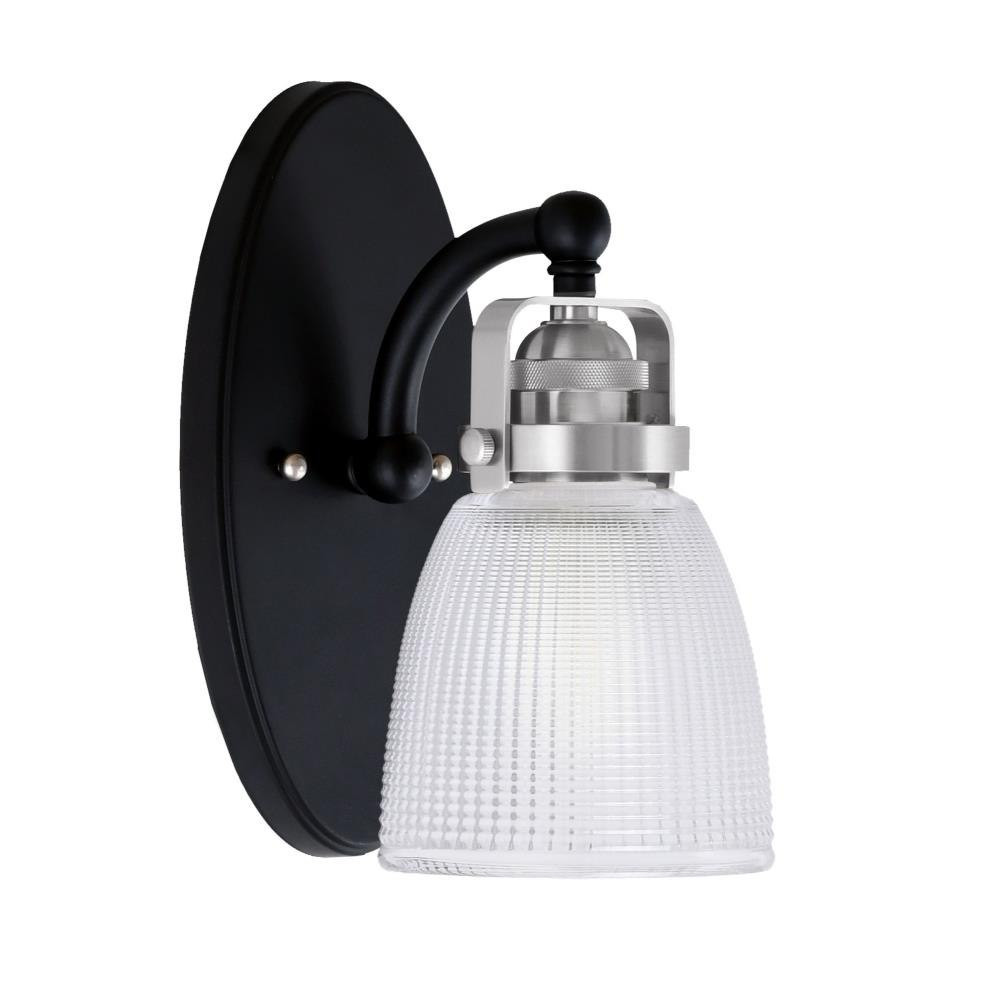 Easton 1 Clear Ribbed Glass Light Wall Sconce by Toltec - 1931-MBBN-500