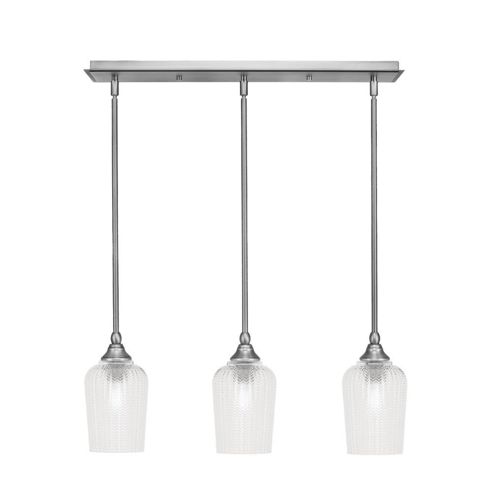 3 Light Stem Hung Linear Pendant 9.25 x 25 Inch Length by Toltec 25-BN-4250