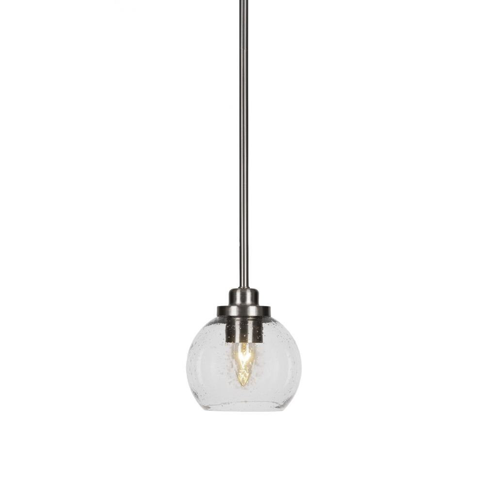 Odyssey 1 Light Stem Hung Mini Pendant 6.5 Inch Tall by Toltec - 2601-BN-4100