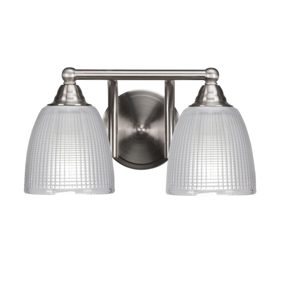 Paramount 2 Light Ribbed Glass Vanity Light 13.25 Inch Length by Toltec - 3422-BN-500