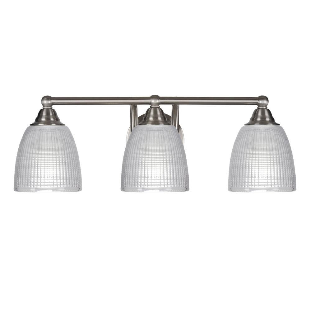 Paramount 3 Light Ribbed Glass Vanity Light 21.5 Inch Length by Toltec - 3423-BN-500