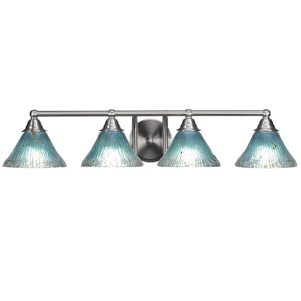 Paramount 4 Light Crystal Glass Vanity Light 32.25 Inch Length by Toltec - 3424-BN-458