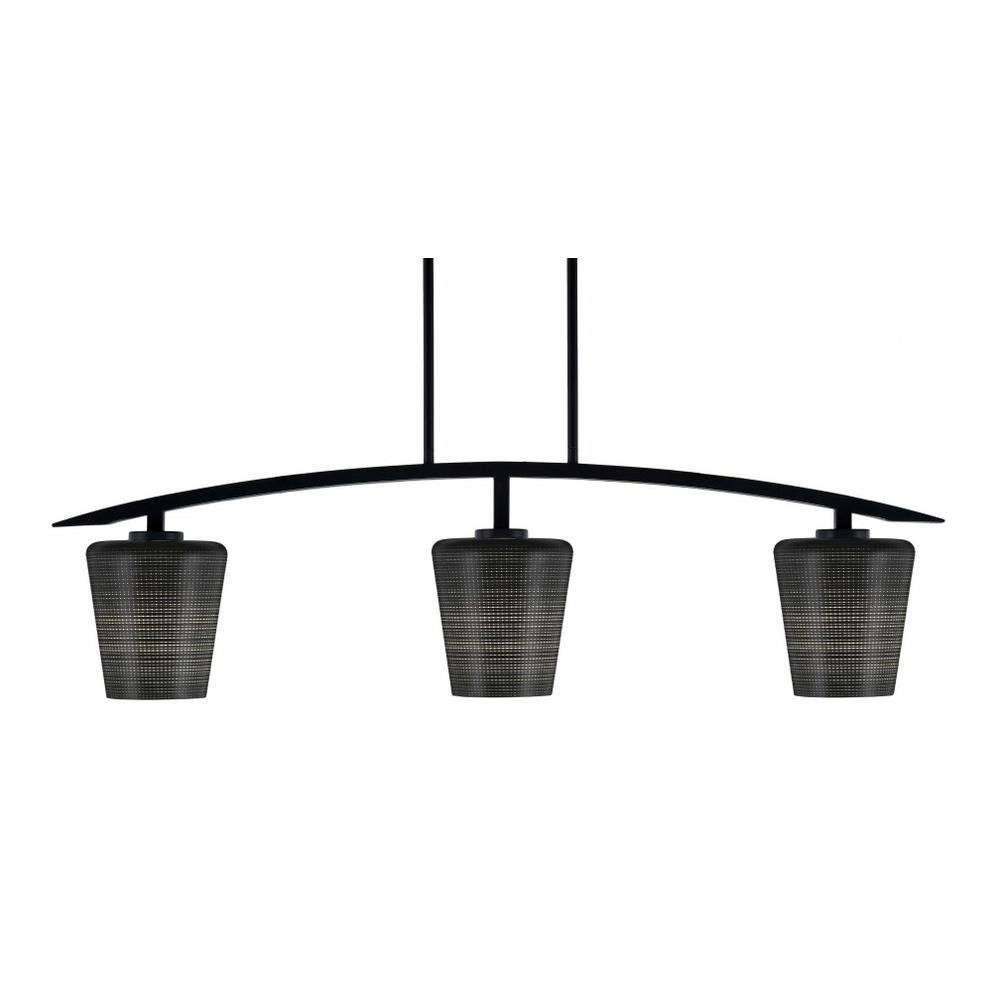 Kurve 3 Light Steel Island Pendant 10.75 Inch Tall by Toltec - 3736-MB-54