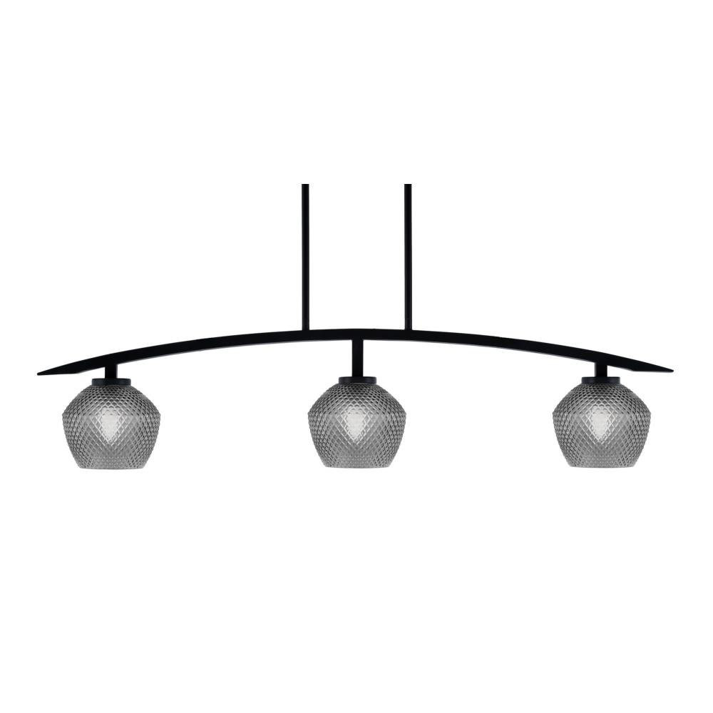 Kurve 3 Light Steel Island Pendant 9.25 Inch Tall by Toltec - 3736-MB-45