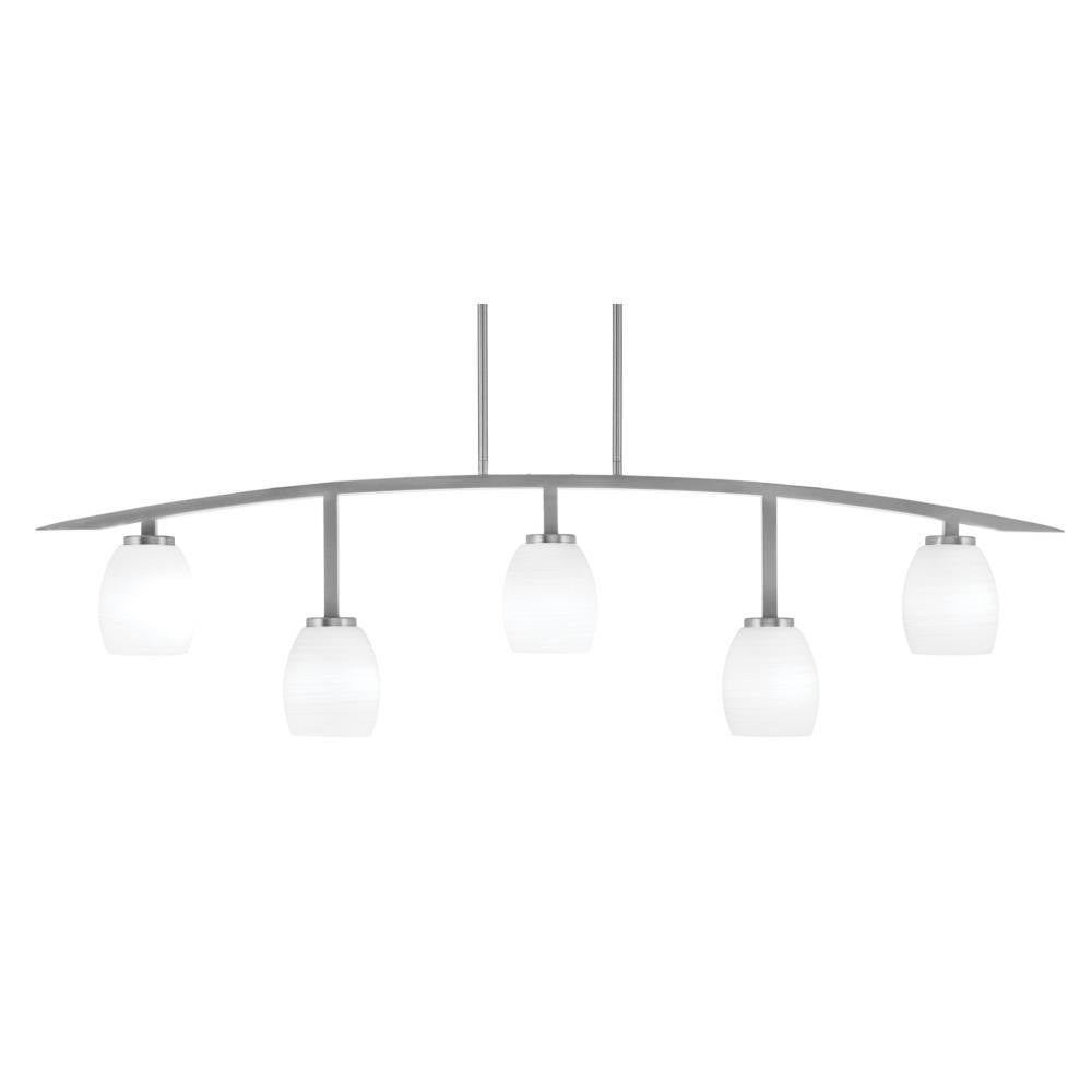 Kurve 5 Light Linen Glass Bar Island Pendant 13.75 Inch Tall by Toltec - 3745-NAB-615