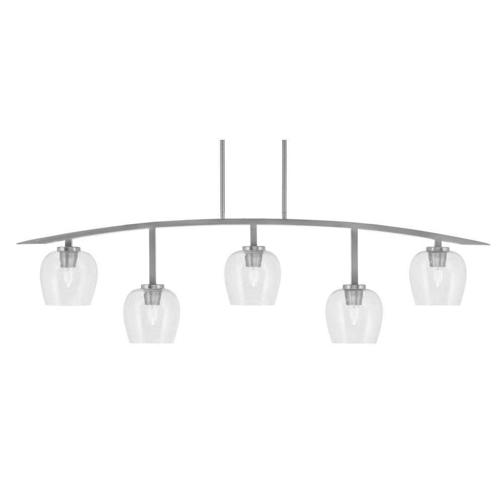 Kurve 5 Light Steel Bar Island Pendant 14.25 Inch Tall by Toltec - 3745-NAB-4810